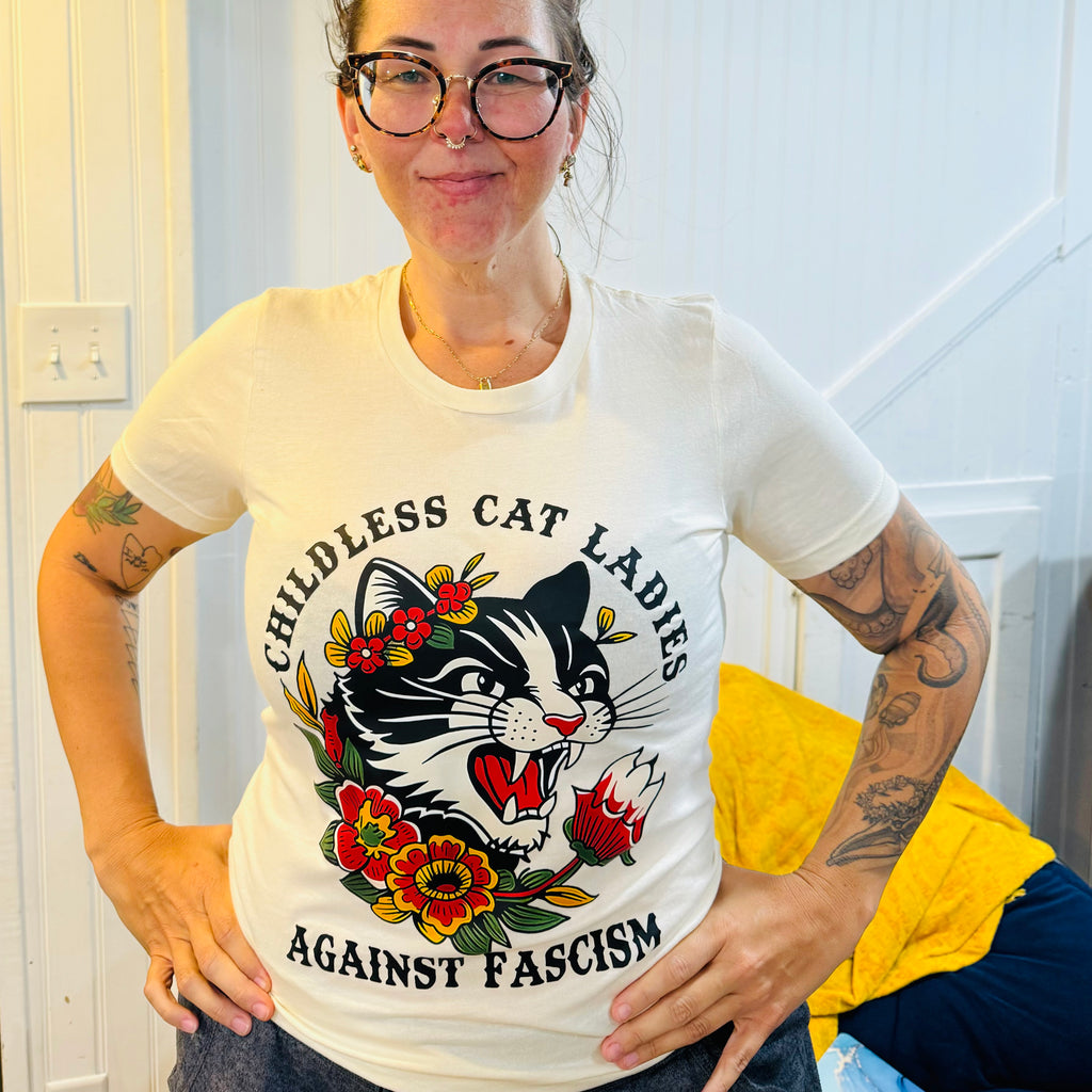 Childless Cat Ladies Against Fascism Adult Tee or Tank