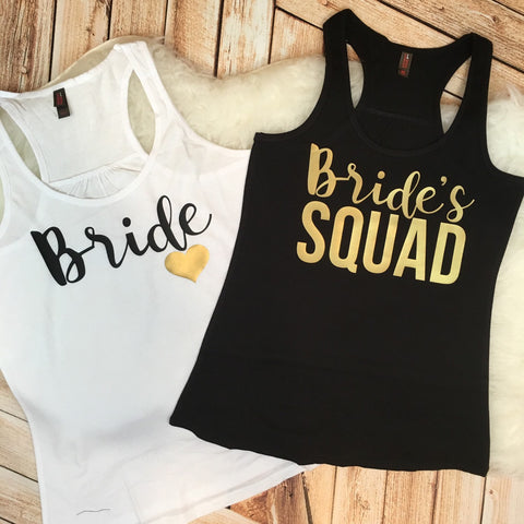 Bride's Squad Gold Bachelorette Party Tank or Tee