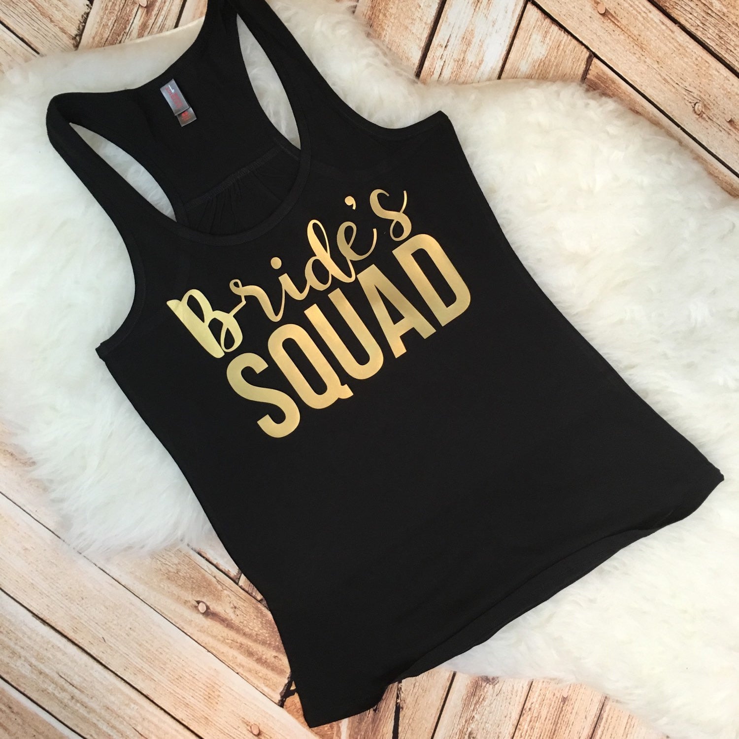 The Stache Store Bride s Squad Gold Bachelorette Party Tank or Tee